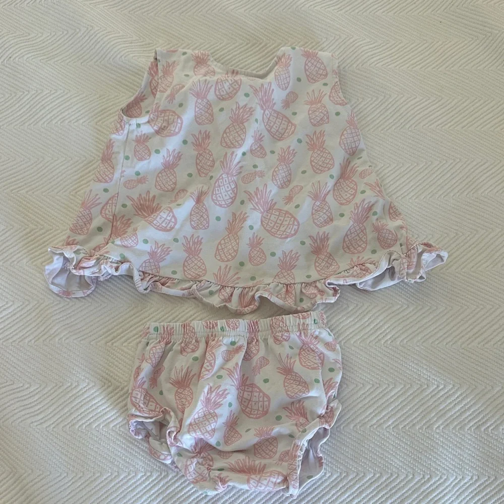 Pineapple Print Ruffle Diaper Cover Set - Pink